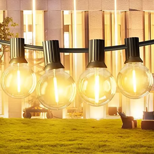 Aogled Guirlande Solaire Exterieur Jardin,G40 Guirlande Lumineuse avec  15.5M/25 Ampoules LED,Blanc Chaud 2700K Guirlande Solaire avec Télécommande