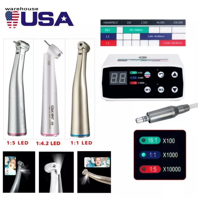 NSK Style Dental Brushless LED Electric Micro Motor /1:5/1:1 Low Handpiece zoa