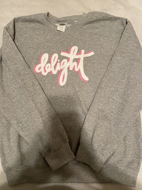 “Delight” Crewneck Sweatshirt - Gray, Size M