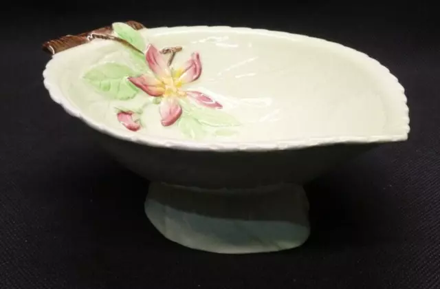 Carlton Ware Handpainted Green Apple Blossom Footed Bon Bon Dish