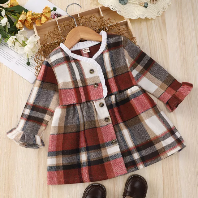 Natale Bambini Baby Girls Dress Increspatura Top Plaid Gonna Natale Outfits Set