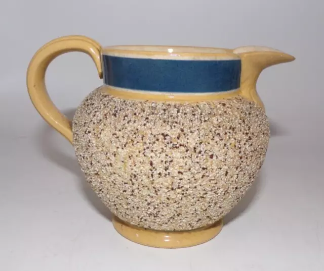 Early C19th Yellow Mocha Ware Sanded Pottery Cream Jug C1820 Blue Band