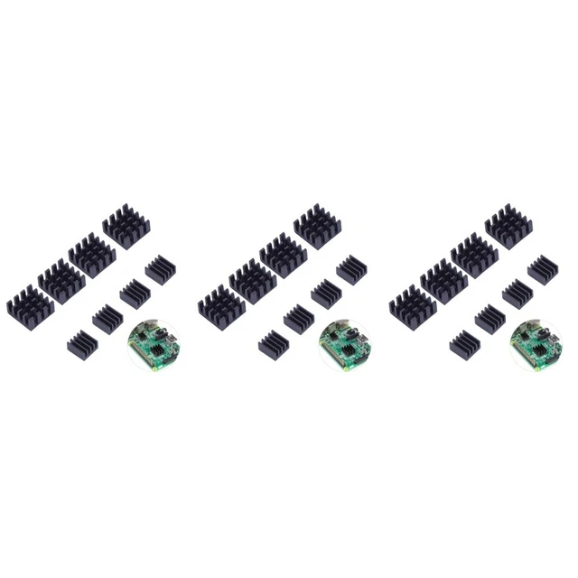 24 pz kit raffreddamento dissipatore di calore alluminio nero per lampone Pi 3, Pi 2, Pi
