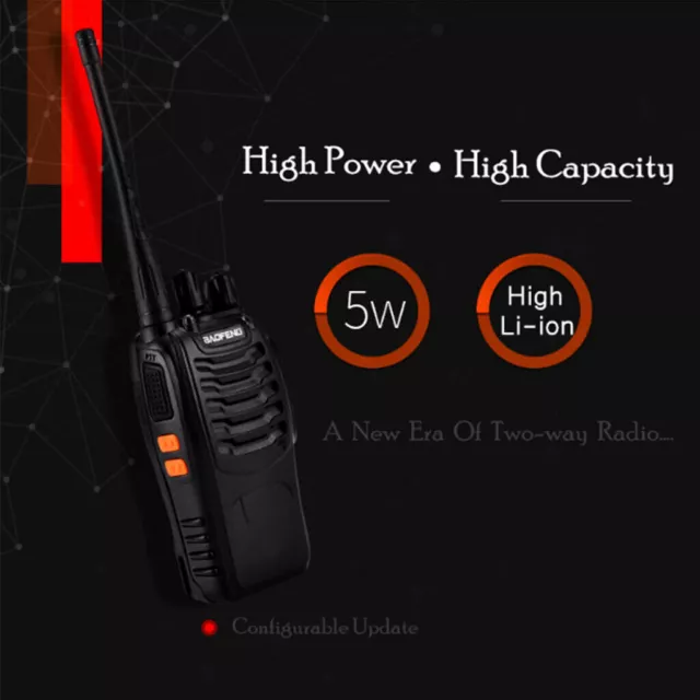 2 x Baofeng BF-888S Long Range Walkie Talkie UHF 16CH Two Way Radio+Headsets Lot 2