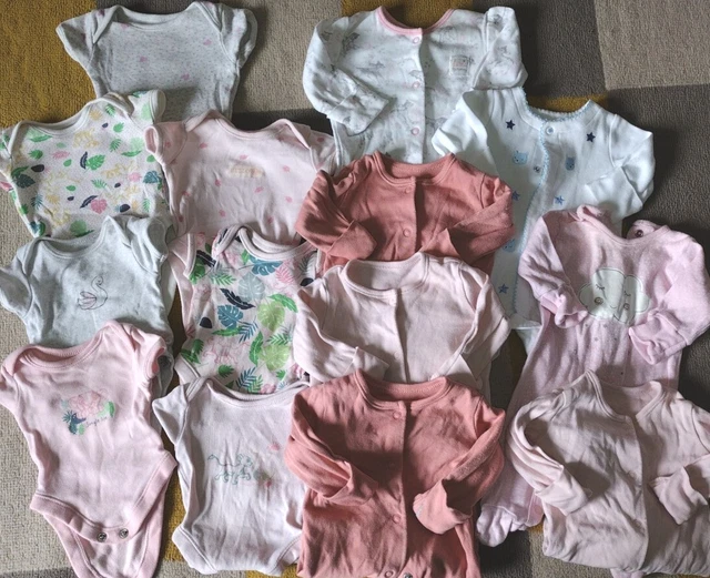 Baby Girls TINY BABY/DOLLS Bundle 7 Sleepsuits & 7 vests