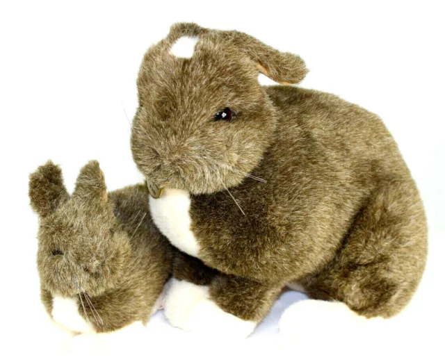 1990 Dakin Brown 2 Bunny Rabbit Plush 7" x 8" 12" x 10" Toys Classique MINT