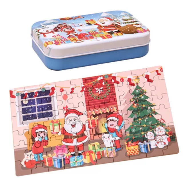 Merry Christmas Gift Baby Puzzle 3d Toys Iron Box Cards Cartoon Children's Toys✔