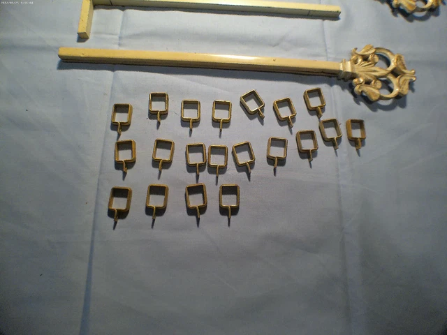 2 Antique Ornate Swing Out Sliding Curtain Rods With Curtain Clips Art Deco 2