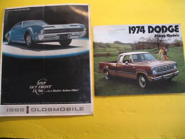 1966 Oldsmobile + 1974 Dodge Pickups Sales Brochures