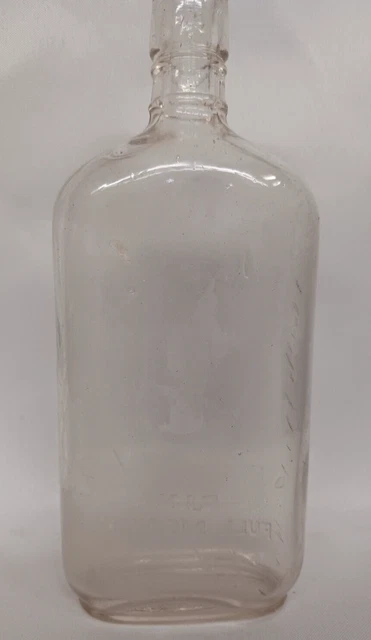 Vintage Bottle Long Neck Clear Glass Embossed Pint Full Measure  Circa 1890-1910