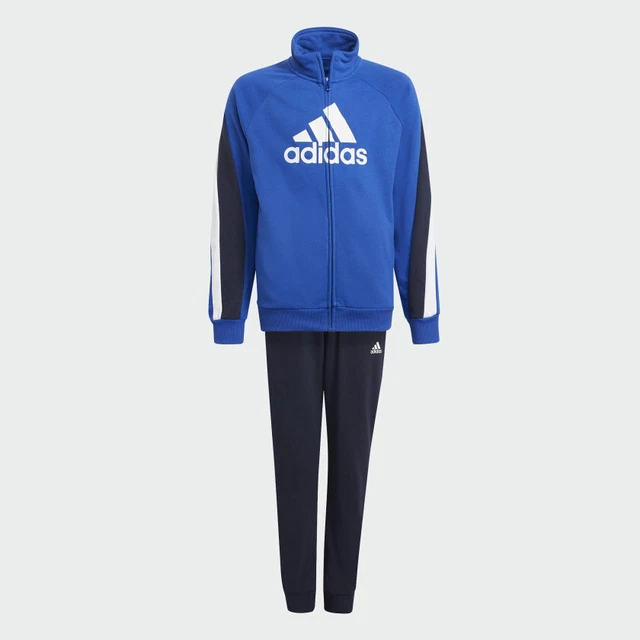 tuta  bambino adidas  logo maglia con zip intera pantalone con laccetti e tasche