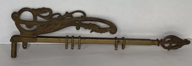 Antique Swing Arm Floral Art Nouveau Curtain Rod