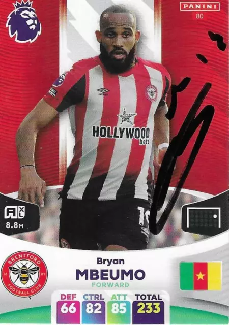 Bryan Mbeumo Brentford Striker Signed Panini Adrenalyn 2024 Card