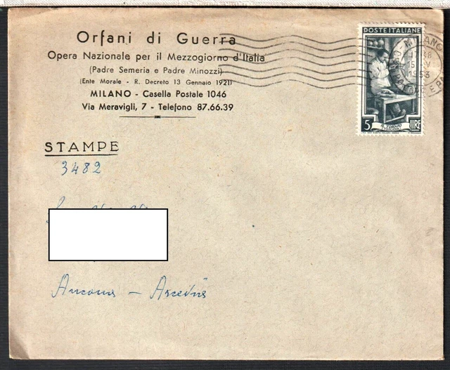050 - Milano - Orfani Di Guerra - Stampe/ Lire 5 Italia Al Lavoro Isolato