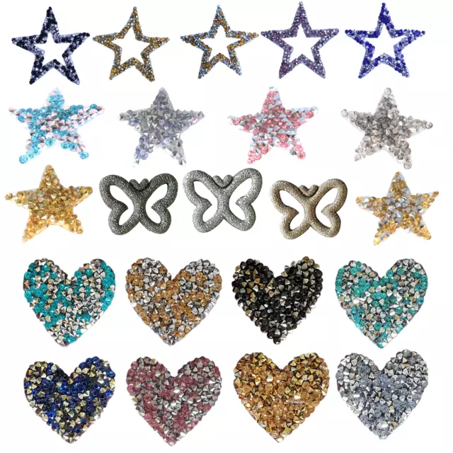 Strass Glitzersteine Kristall Hotfix Aufbügeln Viele Design Motiv Applique Patch