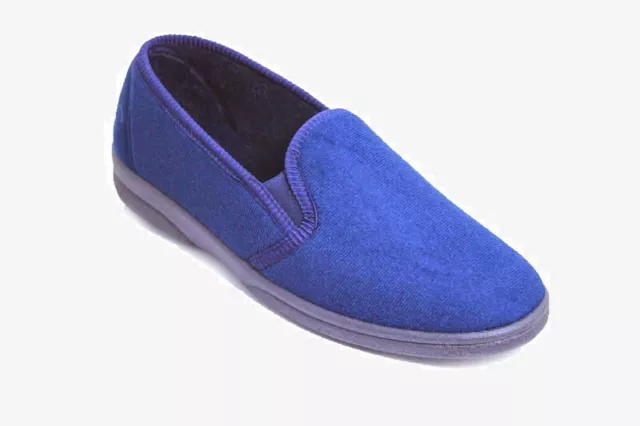 Velour blue slippers made in spain, durable sole, velour top, Sleepers Anthony