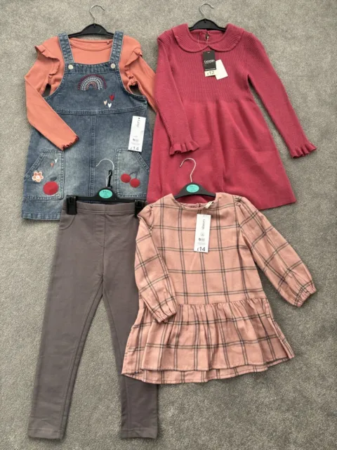 BNWT Large Girls Tops Leggings Dresses Outfits Sets Bundle Age 5-6 Years