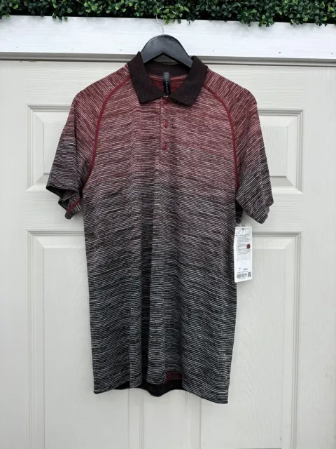 Lululemon Metal Vent Tech Striped Polo Shirt Short Sleeve Size Large NWT