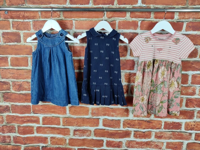 Pacchetto Abiti Bambine Età 12-18 Mesi H&M Next Pinafore Set Estivo Denim 86Cm