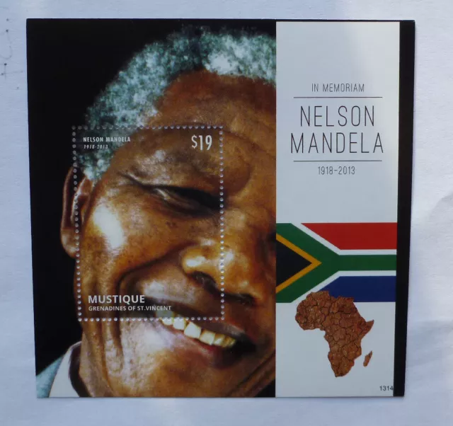 2013 St VINCENT & GRENADINES NELSON MANDELA MEMORIUM MUSTIQUE STAMP MINI SHEET