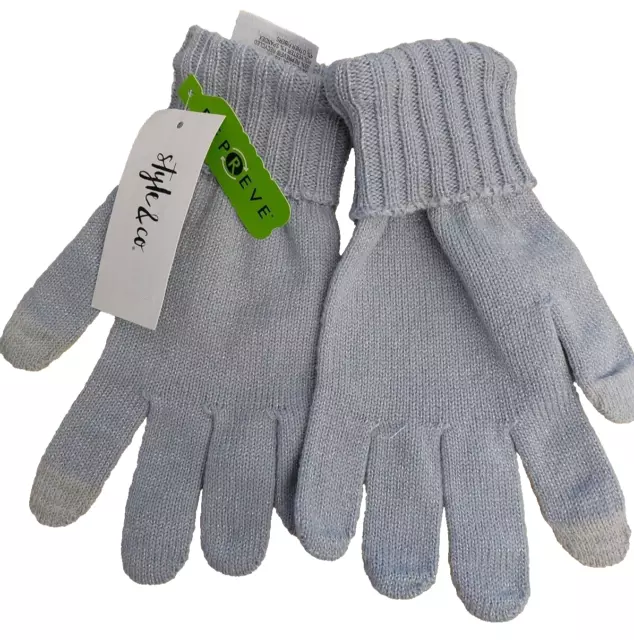 Style & Co womens  Solid Shine Tech Gloves One Size fits most Grey