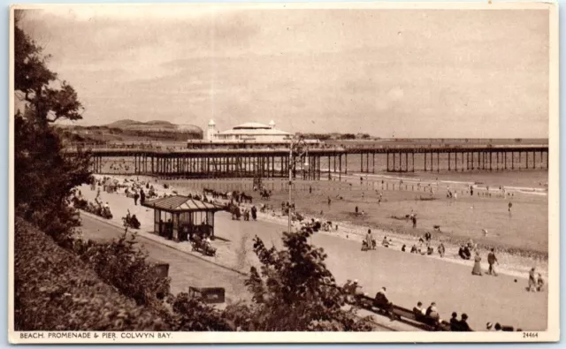 Postcard - Beach Promenade & Pier - Colwyn Bay, Wales