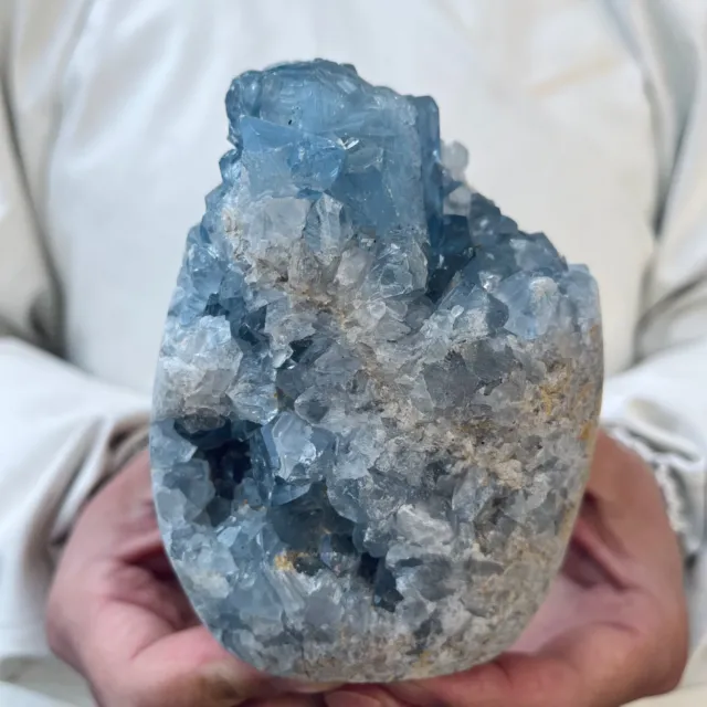 2.3LB Large Natural Blue Celestite Crystal Geode Quartz Cluster Mineral Specime