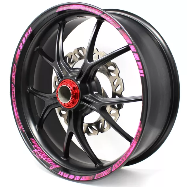 Rim Autocollants Gp Course Fluo Rose Brillant Autocollants Moto Voiture MR003