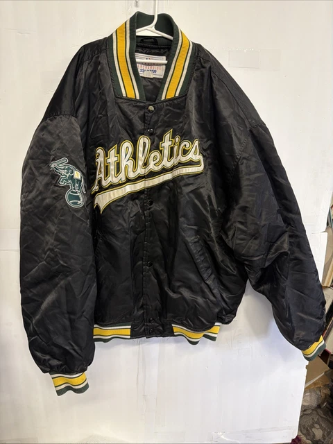 STARTER OAKLAND ATHLETICS MLB Satin Jacket Script Logo Men's XL