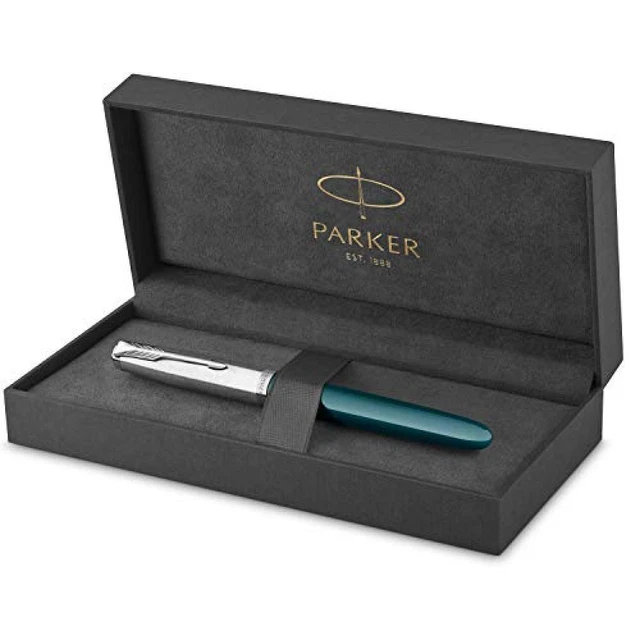 (TG. 1 Unit  (Confezione da 1)) PARKER 51 Penna Stilografica, Corpo Blu Foglia d