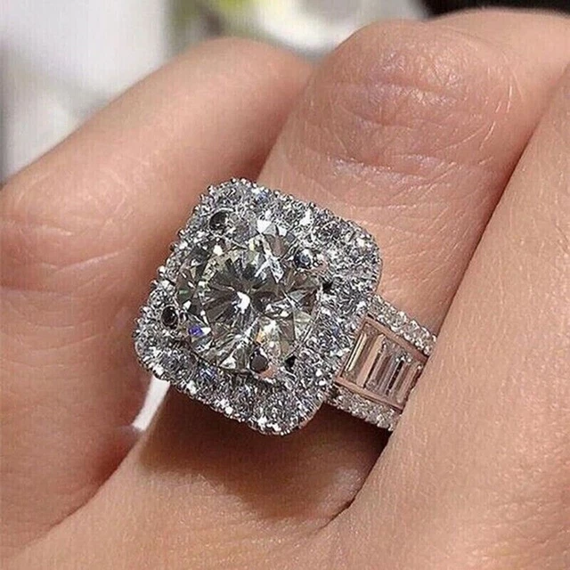 3.20Ct Round Cut Lab Created Diamond Women's  Ring 14K White Gold Plated