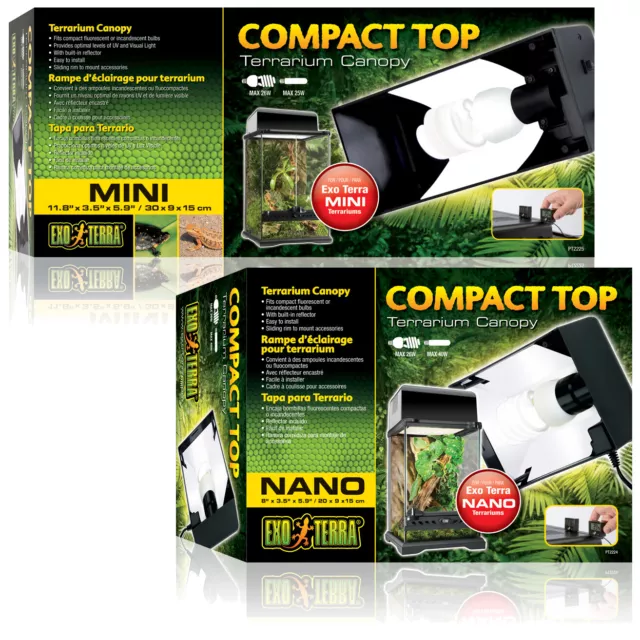 Exo Terra Compact Tops Terrarium Canopy Fluorescent Lighting Reptile Lizard Viv