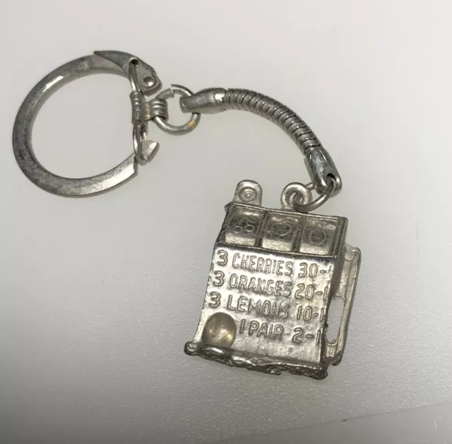 Vintage Slot Machine Gaming Gambling One Arm Bandit Prize Charm Vintage Keychain