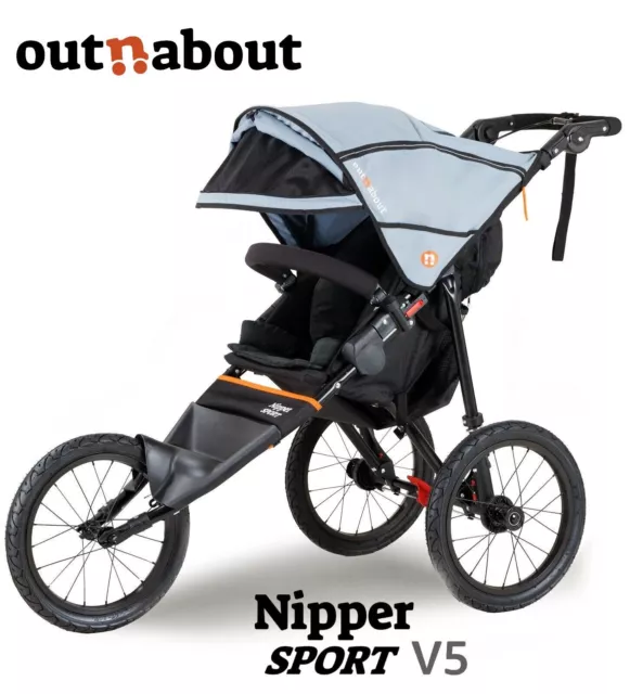 Out N About Nipper Sport V5 Pushchair Rocksalt Grey Plus Free Raincover