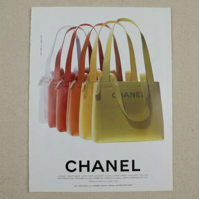 Vintage Chanel Print Ad 1997 Paper Magazine Clipping 90s Fashion Art Bag Purse