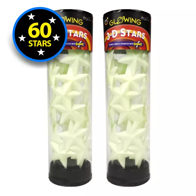 60PC Glow in the Dark 3D Stars Lifetime Glowing by Great Explorations