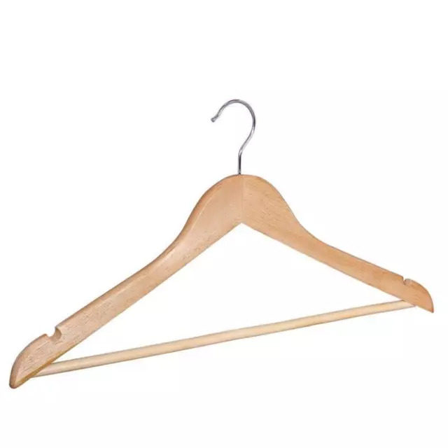 one Set of 10 Wooden Wood Hangers Solid Wood Clothes Suit Skirt Dress Coat Pant