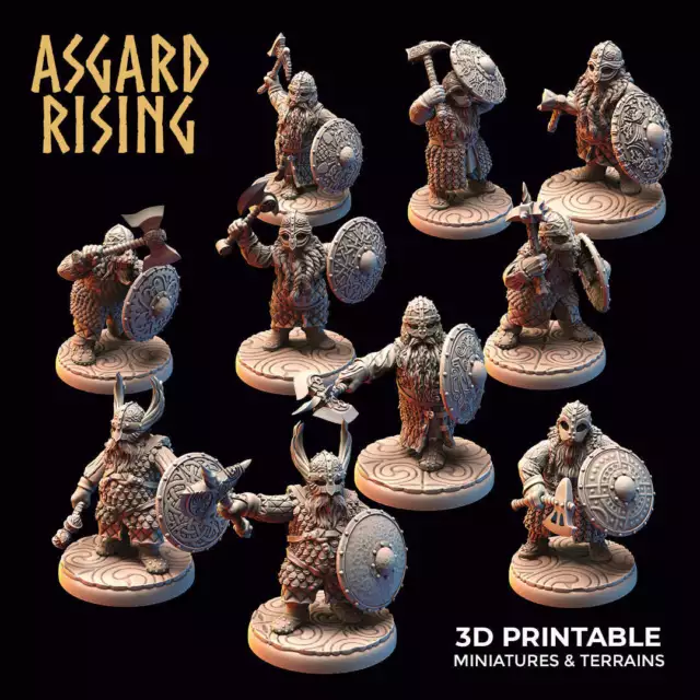 3D PRINTED ASGARD Rising Dwarf Warrior Scale Armor Modular Warband Set ...
