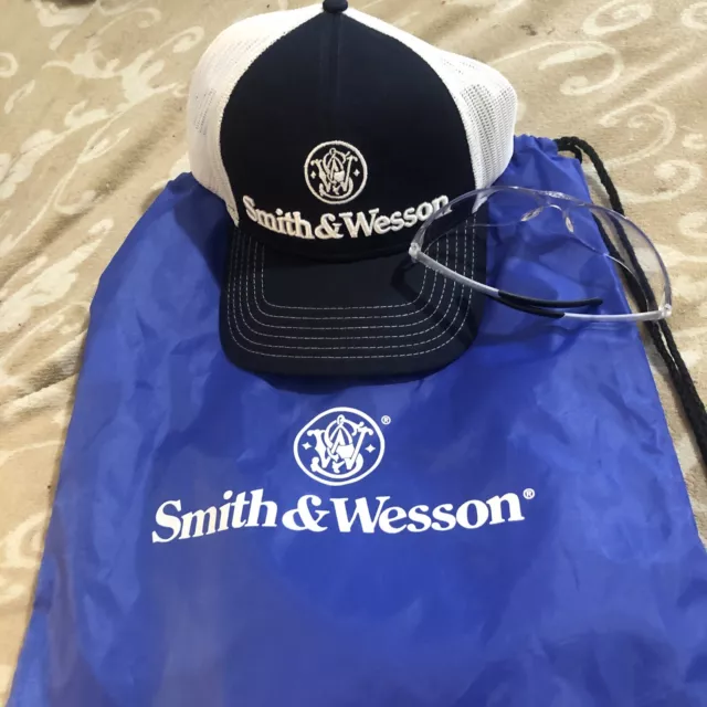 smith & Wesson hat, safety glasses, bag