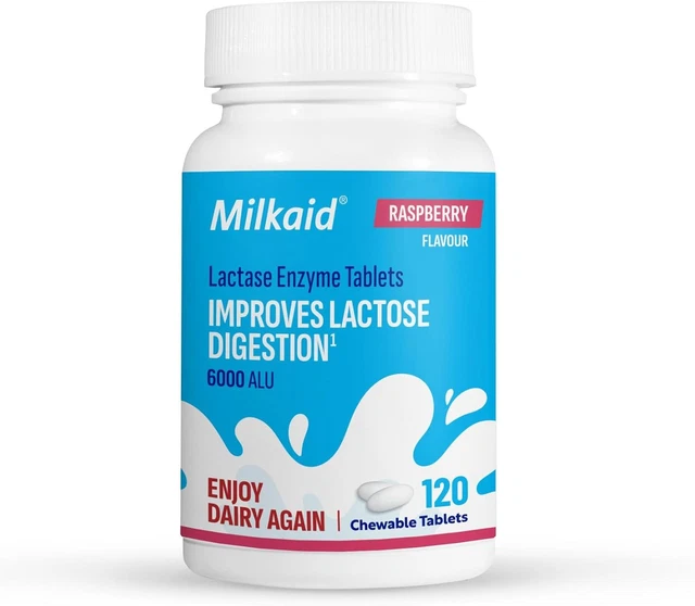 MILKAID LACTASE ENZYME Chewable Tablets for Lactose Intolerance Relief ...