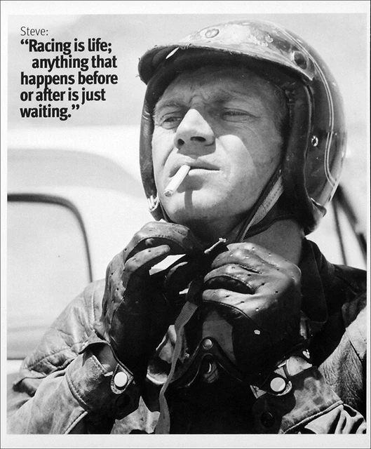 Steve Mcqueen Poster Page . Racing Helmet & Smoking Cigarette . Bb11
