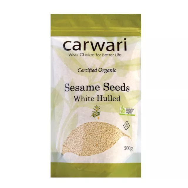 4 x 200g  CARWARI Certified Organic Sesame Seeds White Hulled ( total 800g )