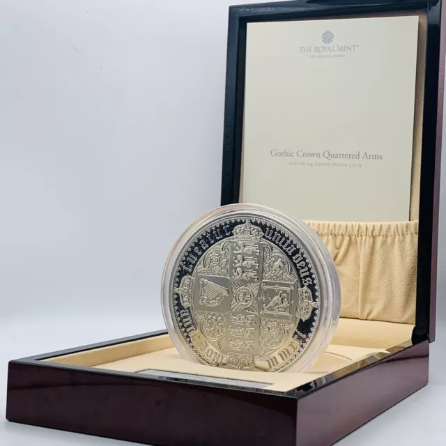 2021 Royal Mint Gothic Crown Quartered Arms Silver Proof One Kilo 1Kg £500 Coin