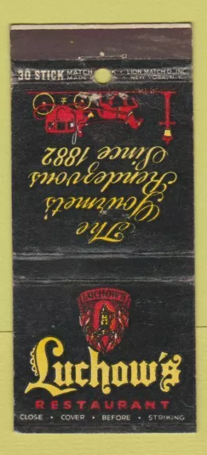 Matchbook Cover - Luchow's Restaurant New York City WEAR  30 Stick
