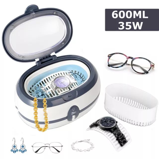 600ml Ultraschallreiniger Digital Reinigungsgerät Timer Brillen Schmuck Reiniger