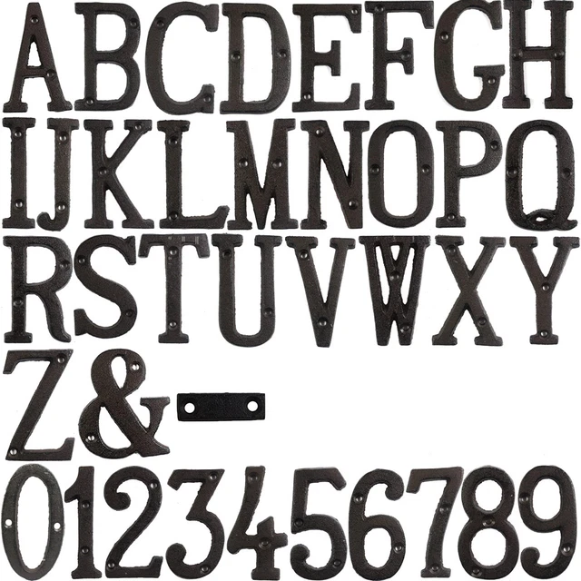 Black Retro Metal Letters Iron Cast Numbers House Address Sign Metal Alphabet 3