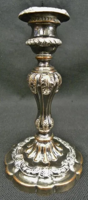 4 Rococo Antique Continental Floral Silver on Copper 8" Candle Holders c. 1900