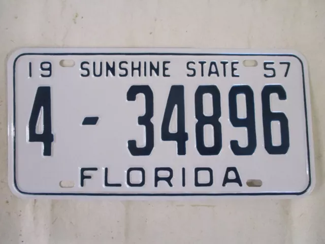 1957  Florida   License Plate Tag CLEAR BRILLIANT YOM CHEVY FORD