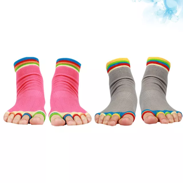 1 Pair Low Cut Non-Skid Grip Toeless With Silk Ribbon Design Yoga Socks