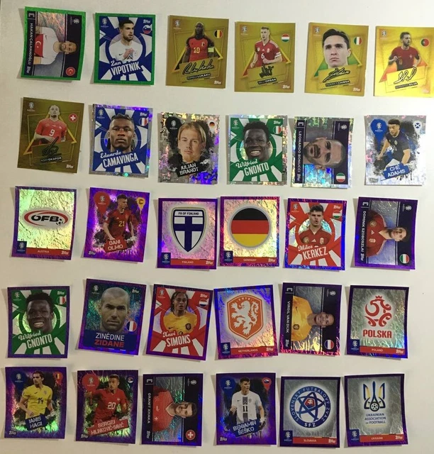TOPPS EURO 2024 Parallel Stickers Purple, Gold Signature, Holo Foil